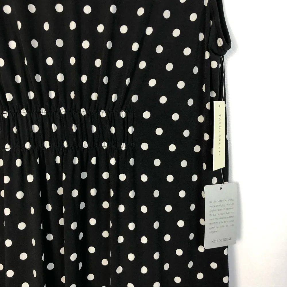 Tash + Sophie Black & White Polka Dot Short Cap Sleeve Flounce Mini Dress 14 - Image 5