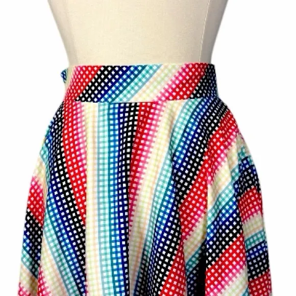 Voodoo Vixen Fit Flare Midi Skirt Rockabilly Women’s Size 14 Red Multi Gingham - Image 9
