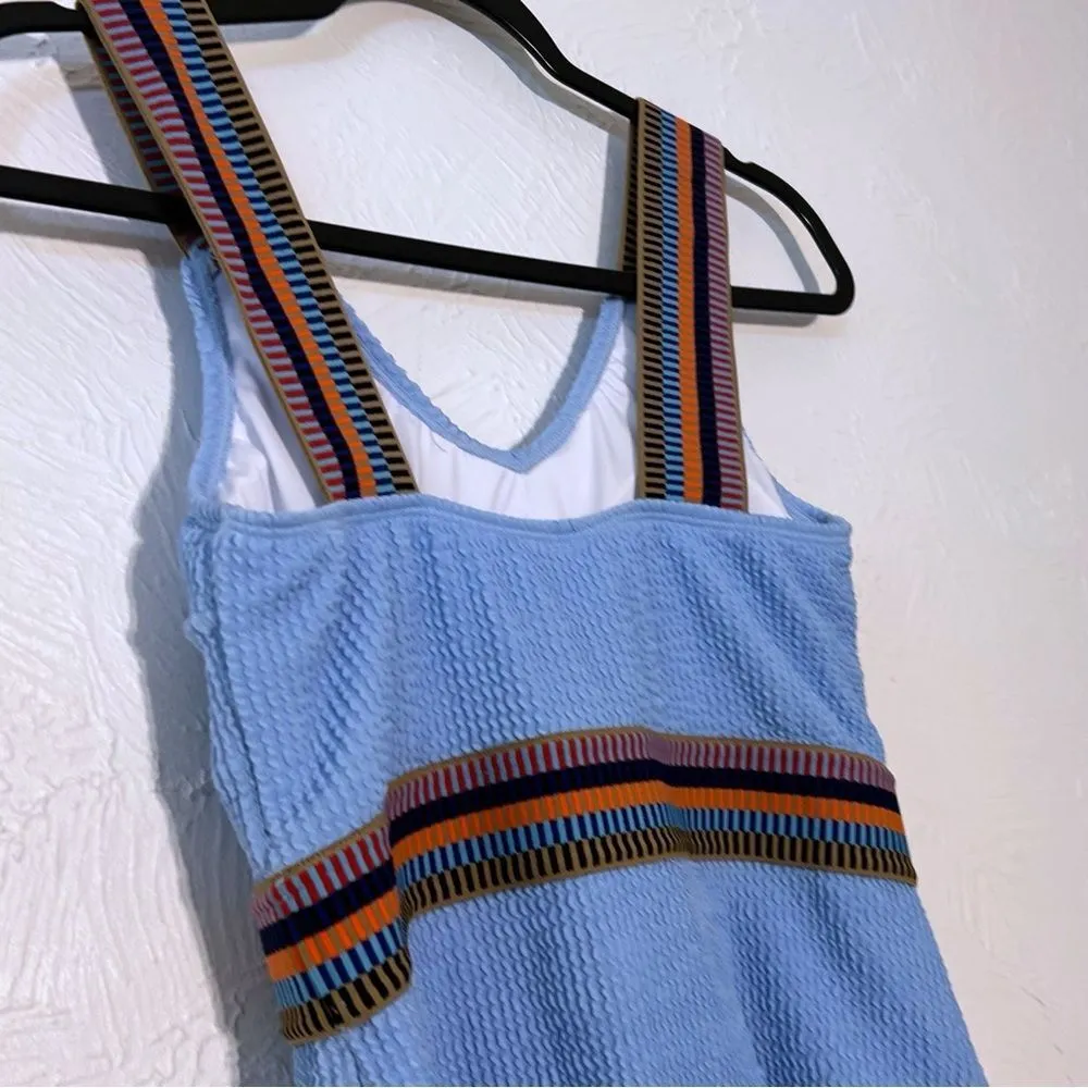 CUPSHE Swimsuit NEW Blue Textured Colorblock V-Neck One Piece  Women’s SZ M - Image 7