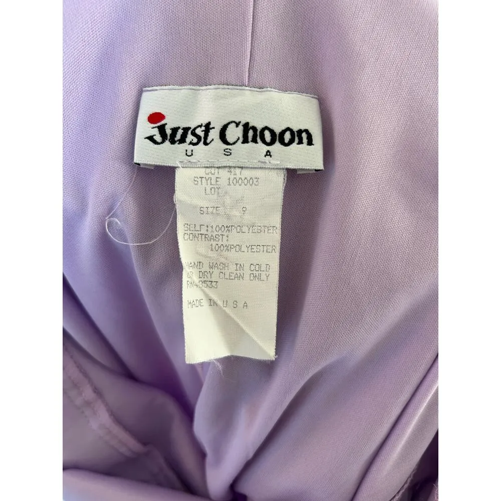 Vintage 90s Just Choon USA Purple Floral Empire Waist Dress Sheer Overlay sz 9 - Image 12