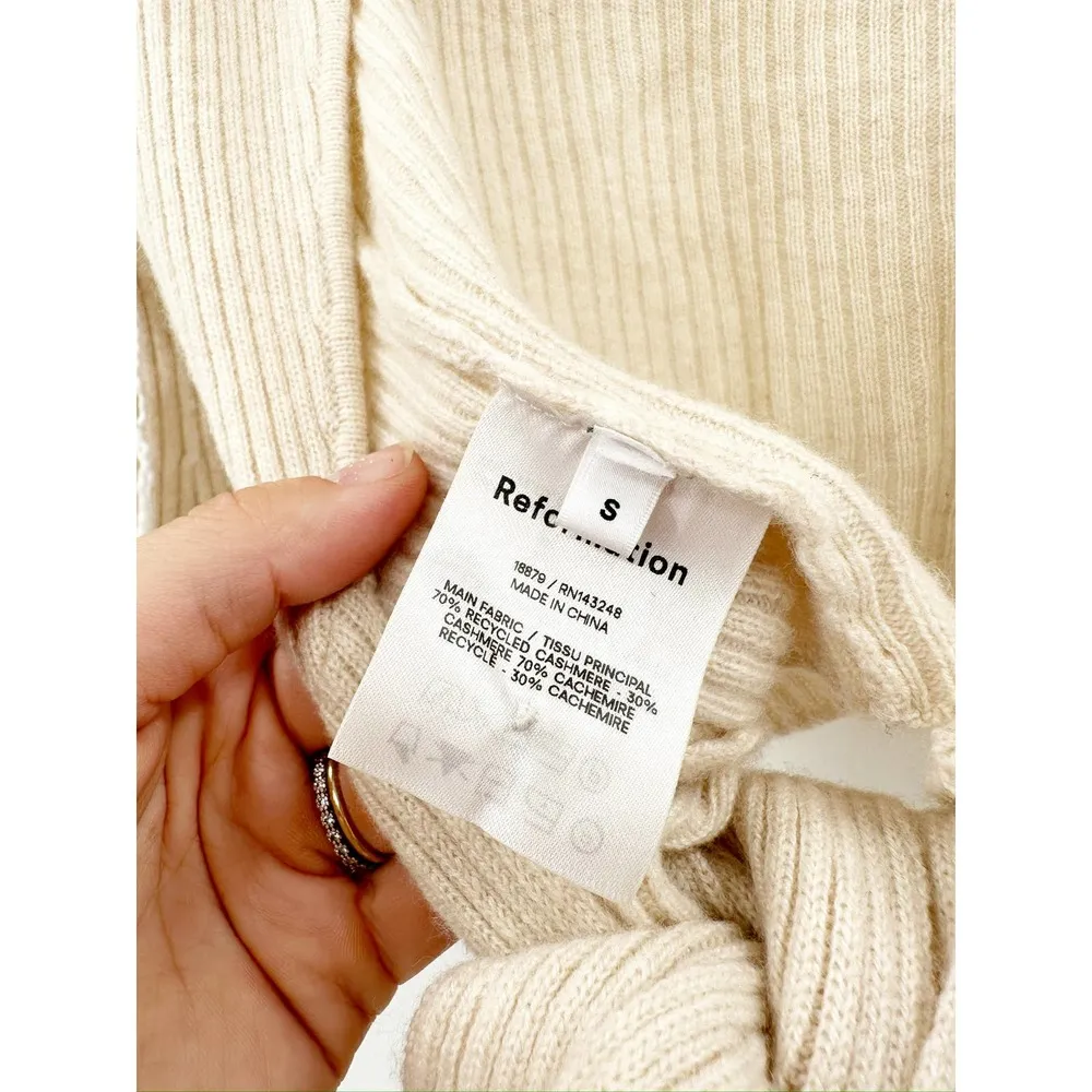 Reformation Osteria Open Back Sweater white Cashmere Size S - Image 5