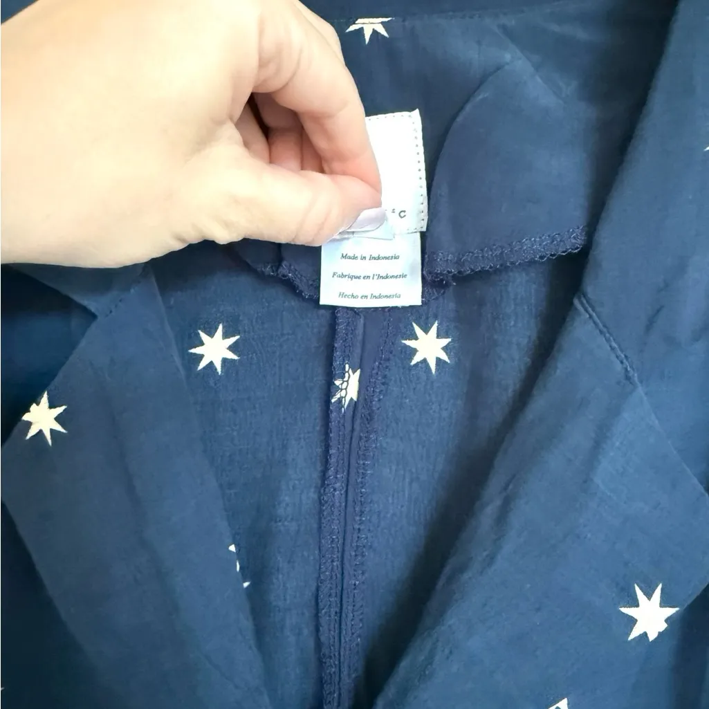 Anthropologie Rue Stiic Navy Star Button Down Dress Long Sleeve Size Small S - Image 6