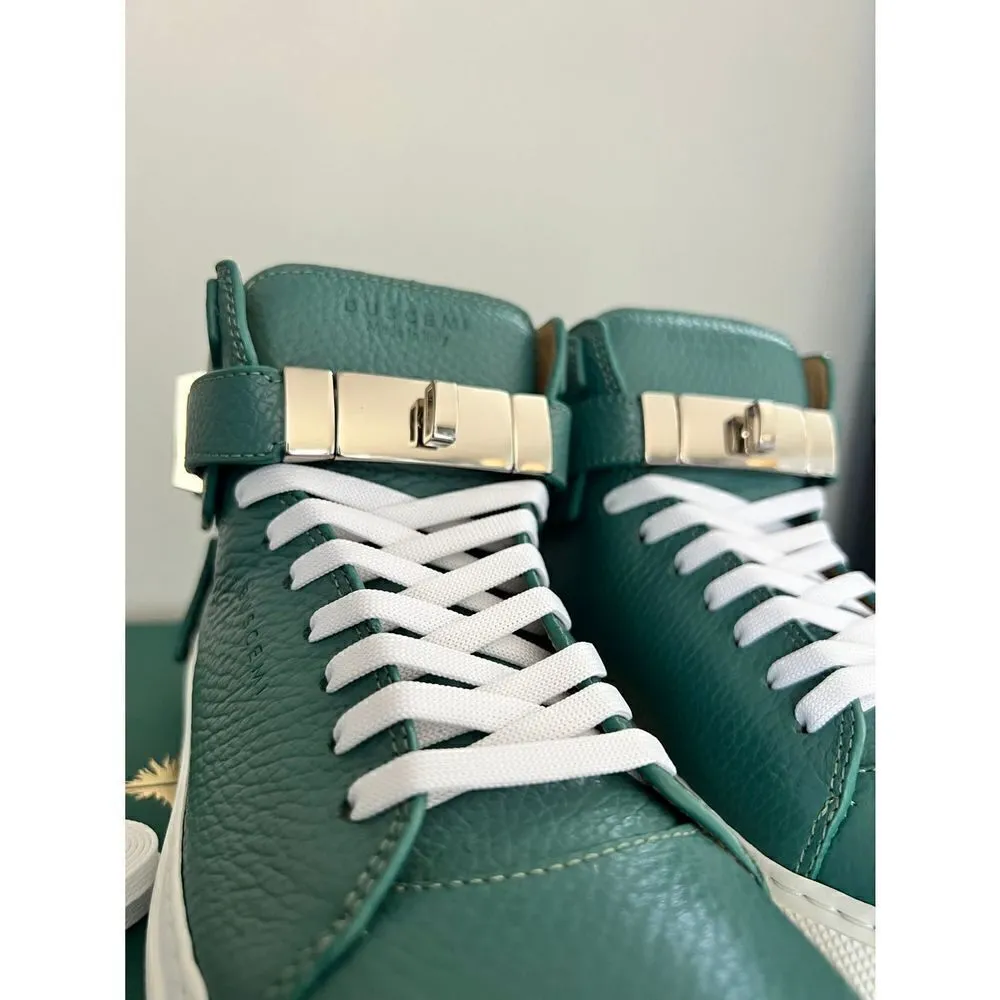 BUSCEMI Mid Sneaker, Women’s Italian Leather Hightop , Size 38 (Euro) Petrol NWT Green - Image 7
