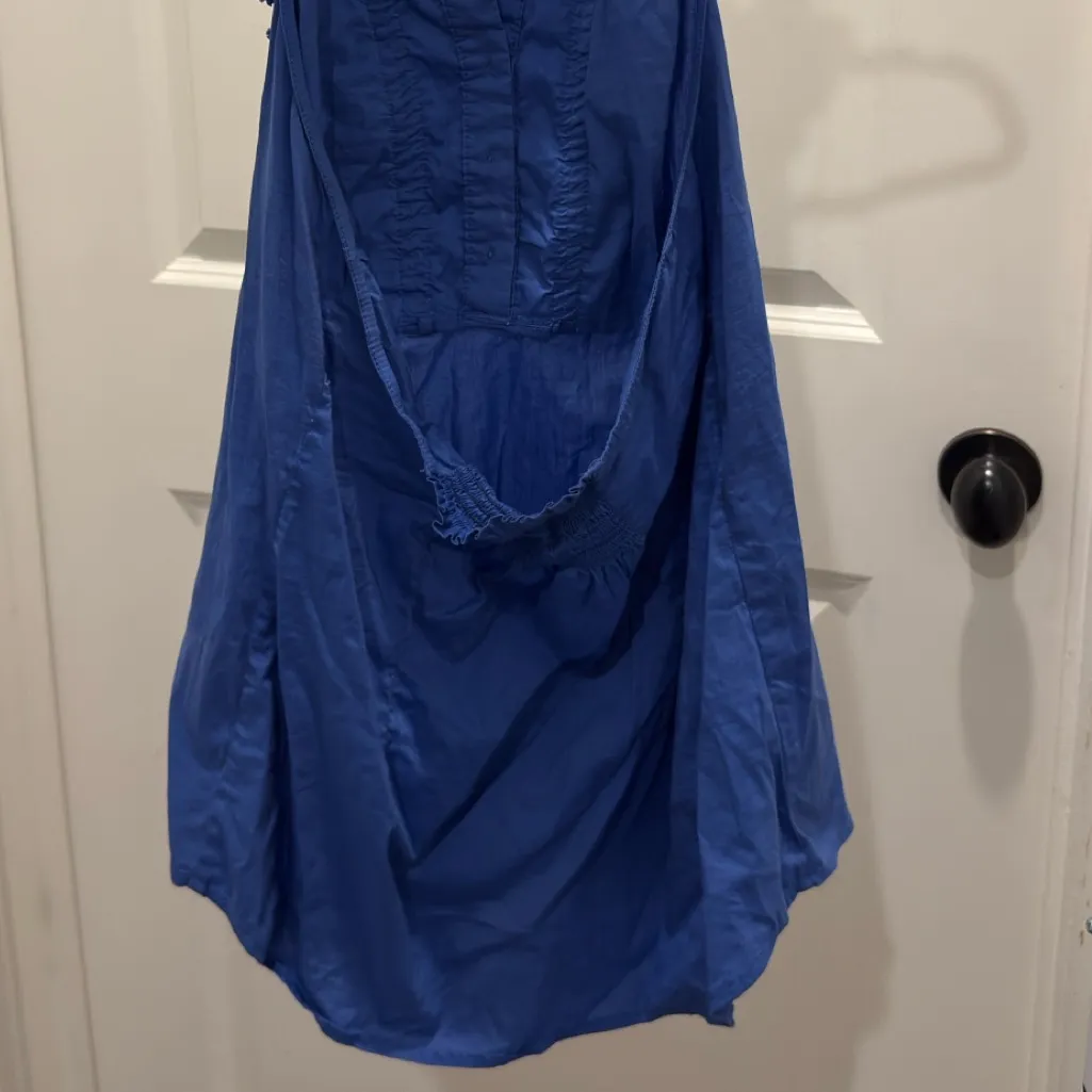 Minuet Blue Ruffled Halter Backless Blouse Size L - Image 3