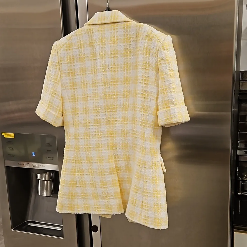 đź’•VERONICA BEARDđź’• Jenny Tweed Dickey Jacket ~ Pale Yellow White 0 NWT - Image 13