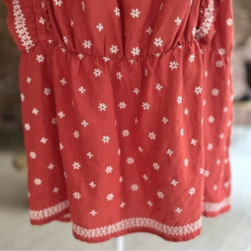NWT Old Navy Top Smocked Ruffle Sleeve Coral Embroidered XXL Boho Peasant Casual - Image 8