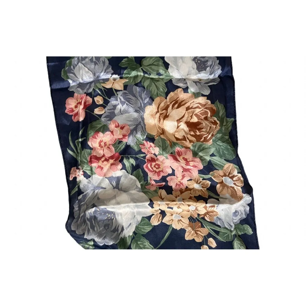 accessory street vintage silk floral scarf Blue - Image 3