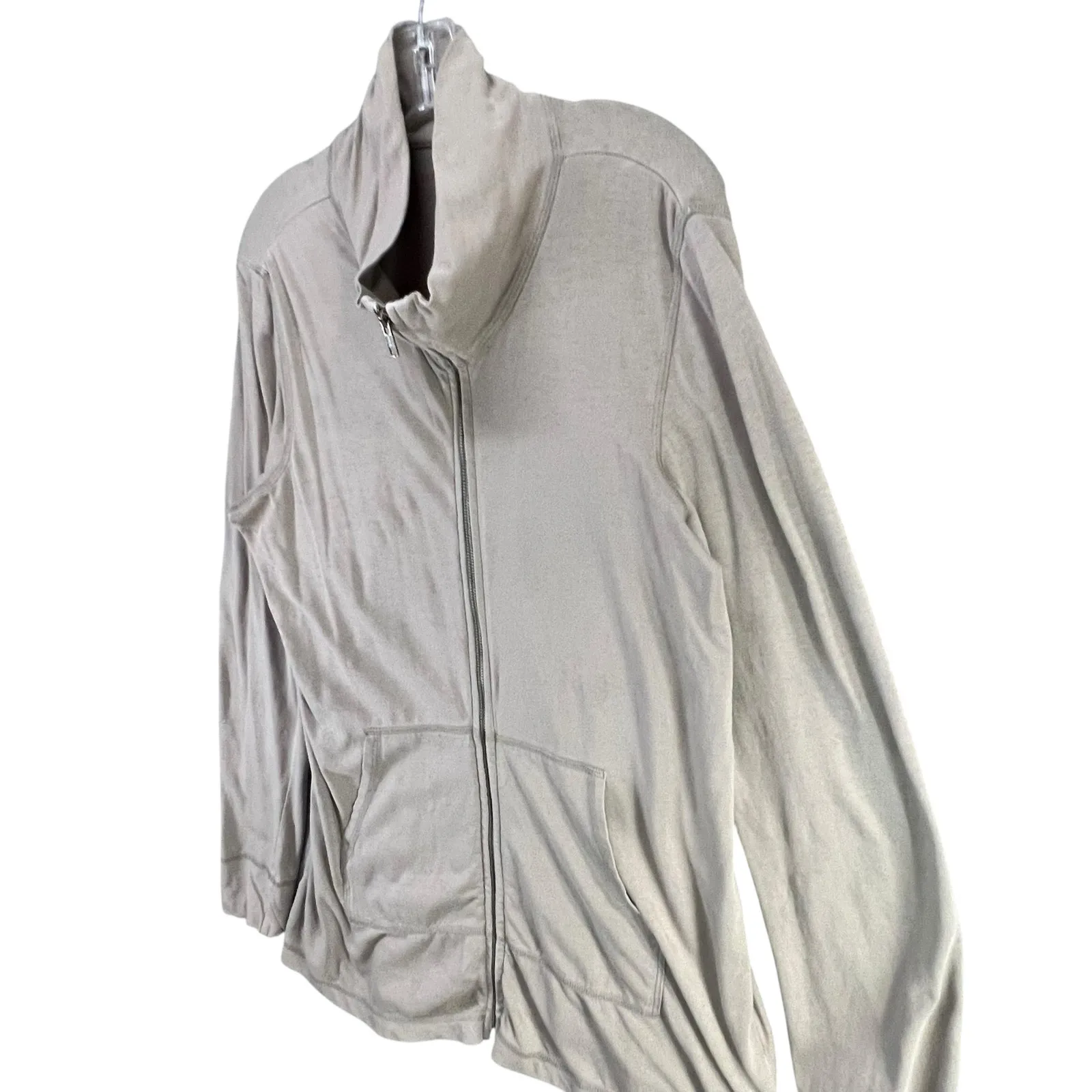 Eileen Fisher Activewear Jacket Womens M Taupe Organic Cotton Zip Up Relaxed - Image 2