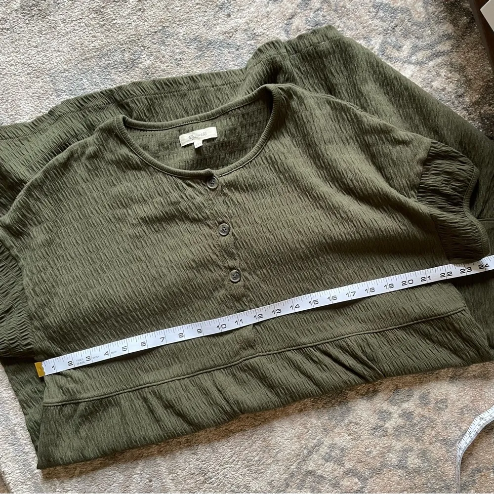 Madewell Army Green Tiered Quilted Knit Short Sleeve T-Shirt Dress Small - Image 6