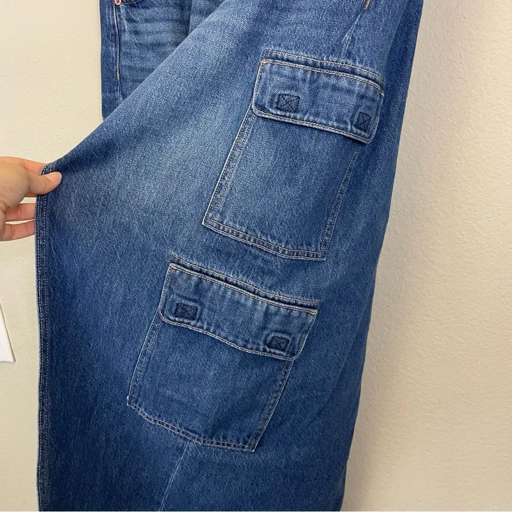 American Eagle Low Rise Cargo Denim Maxi Skirt Size 14 - Image 8