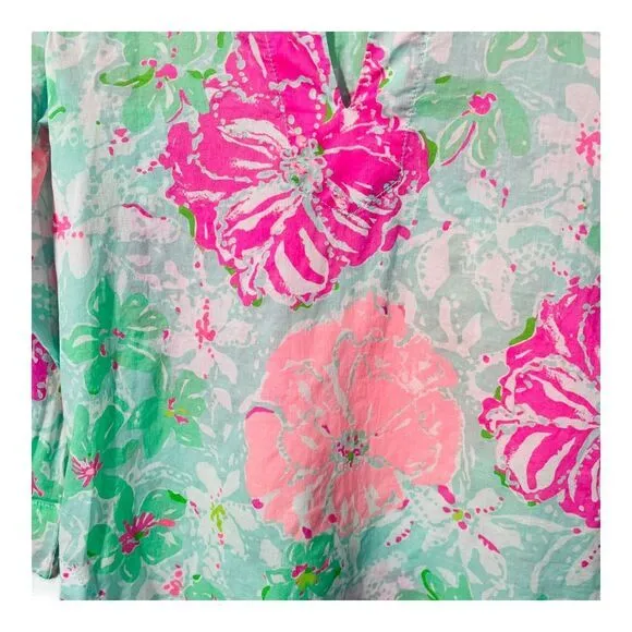 Lilly Pulitzer‎ Amelia Island Floral Print Top Beach Walk 3/4 Sleeve Size XS - Image 8