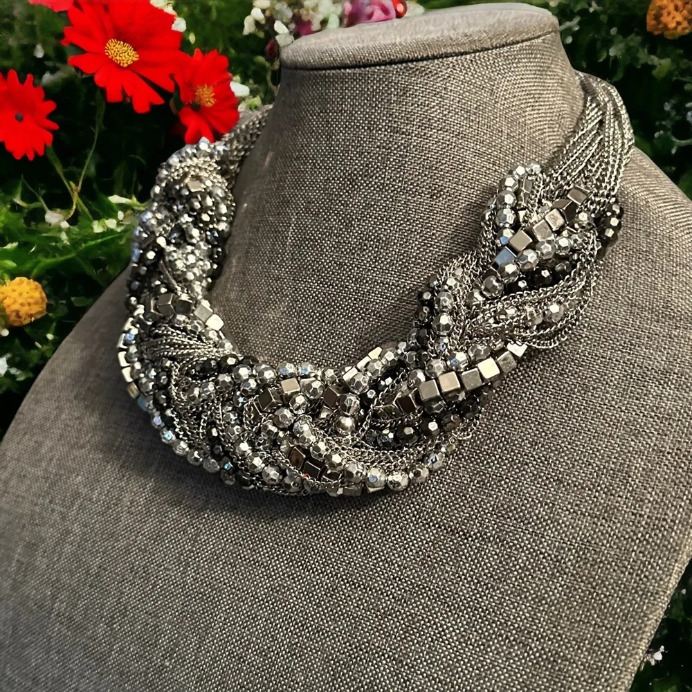 Bebe  multi chain chunky braided necklace - Image 2