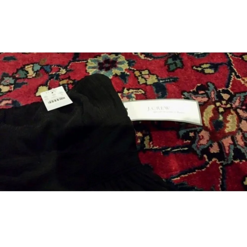 J Crew Black Silk Chiffon Strapless Cocktail Y2K Mini Knee Length Midi Wedding Guest Dress LBD Size 2 XS S 0 - Image 3