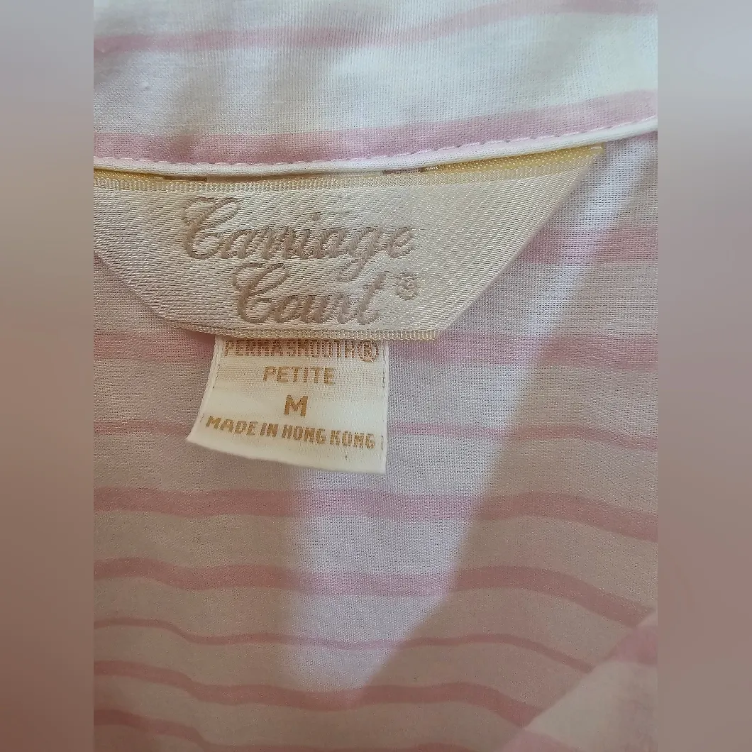 Carriage Court Pink And White Striped Pajamas With Flower Bow Embroidery Size undefined - Image 5