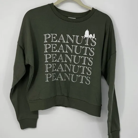 PEANUTS SNOOPY FLEECE FEEL LINING GREEN WITH WHITE GRAPHIC LONG SLEEVE MEDIUM - Image 4