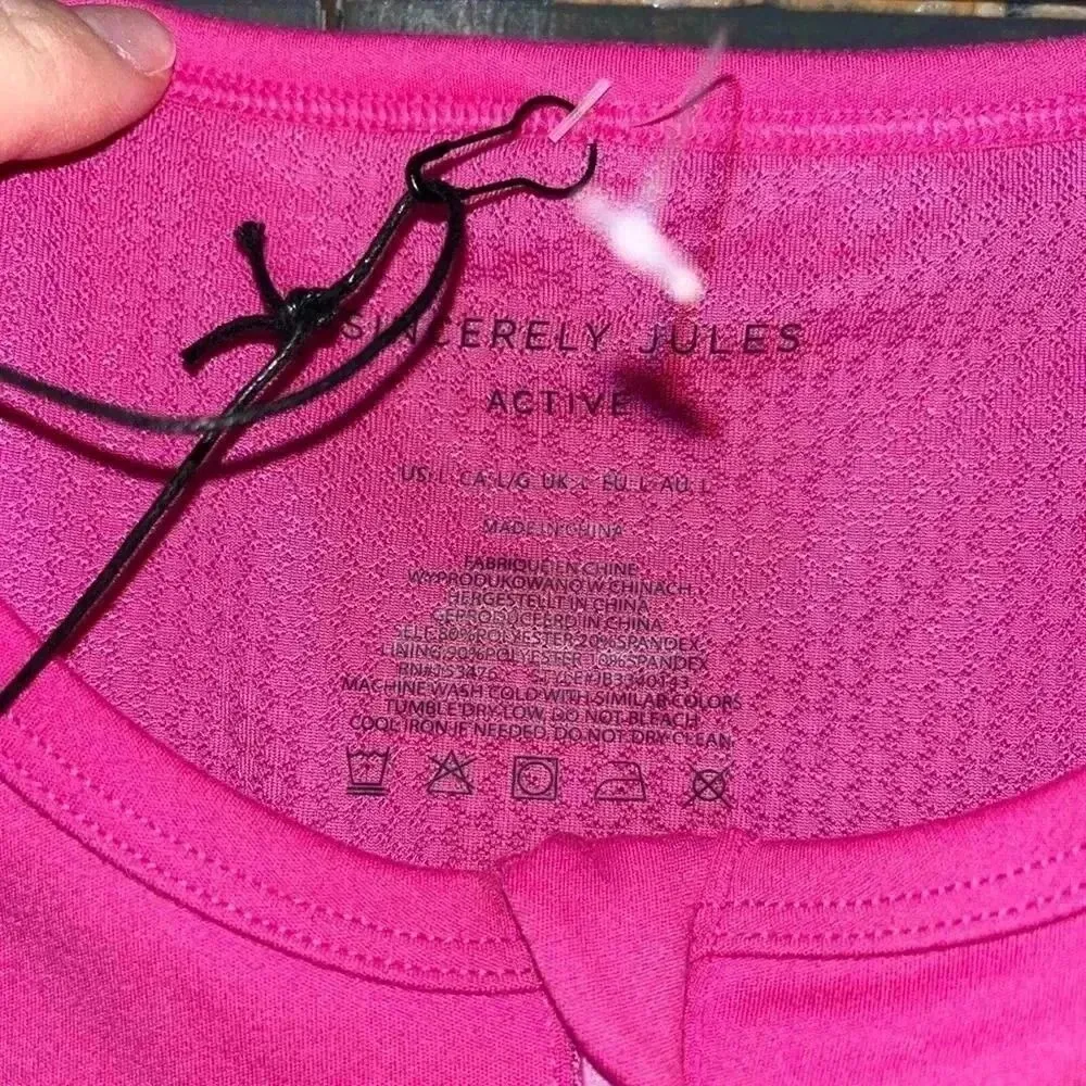 Sincerely‎ Jules Athletic Crop Top Tank with Quarter Zip Workout Activewear A4 Pink Size L - Image 3