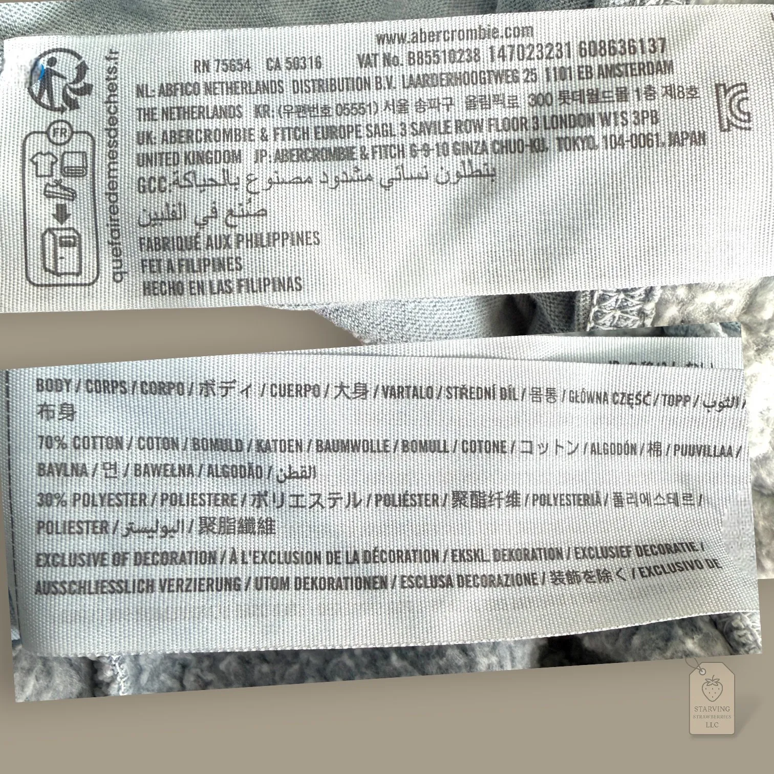 Abercrombie & Fitch Garment Dyed Blue Fleece Joggers Sweatpants Size L - Image 8