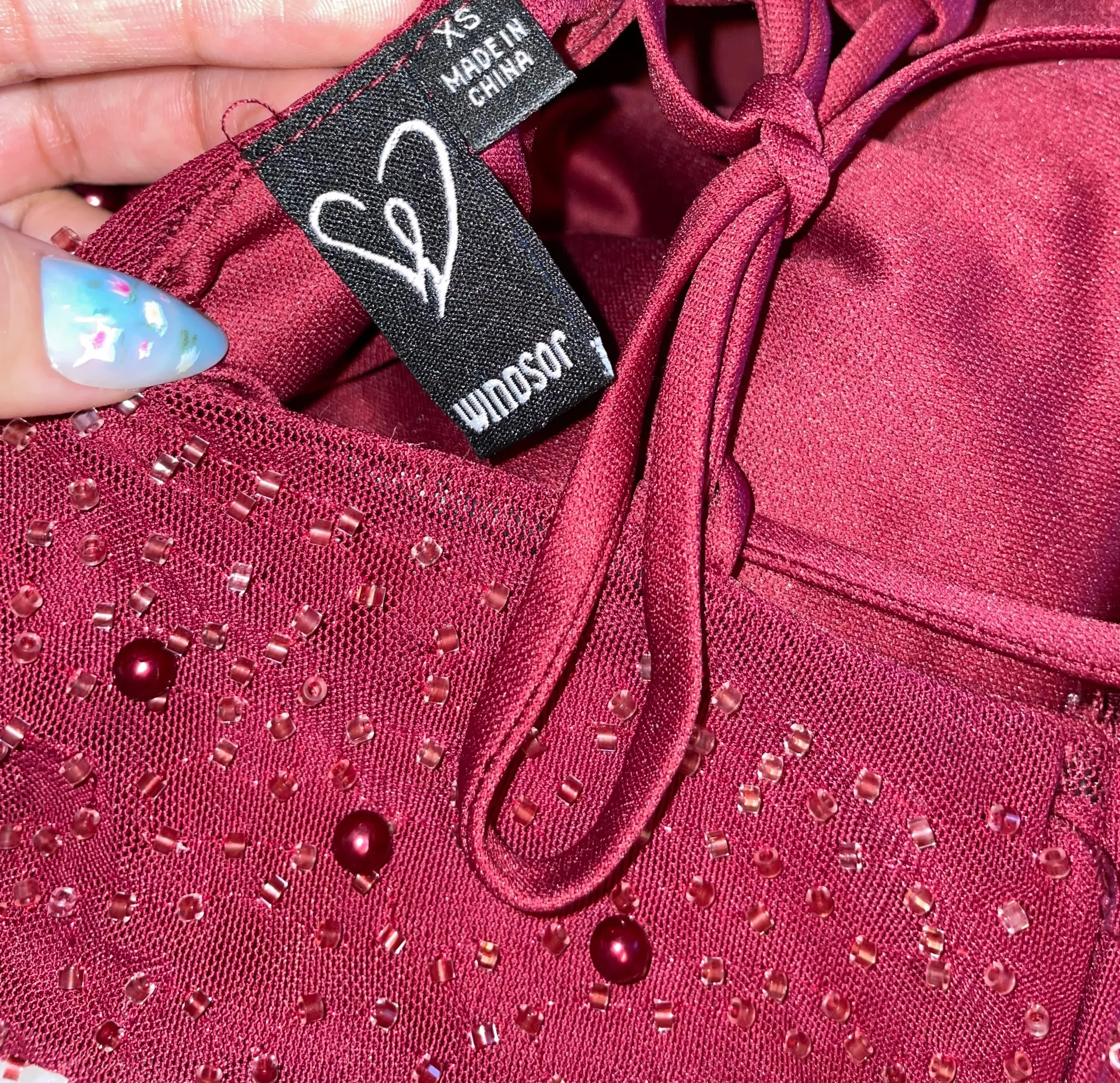 Red Pearl Mini Dress - Image 3