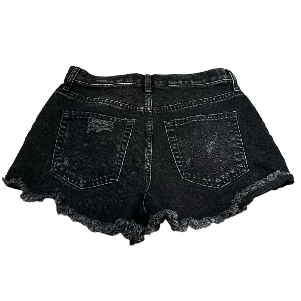 Free People Womens Lasso Denim Shorts High Waist Washed Black Distressed 26 - Image 9