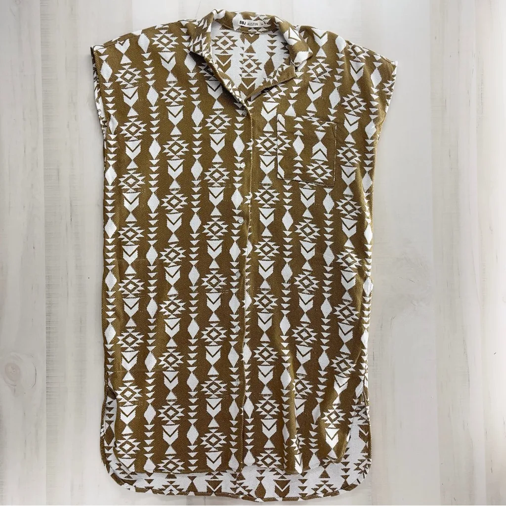 SBJ AUSTIN high end cotton printed Aztec handmade dress women’s casual White Size undefined - Image 4