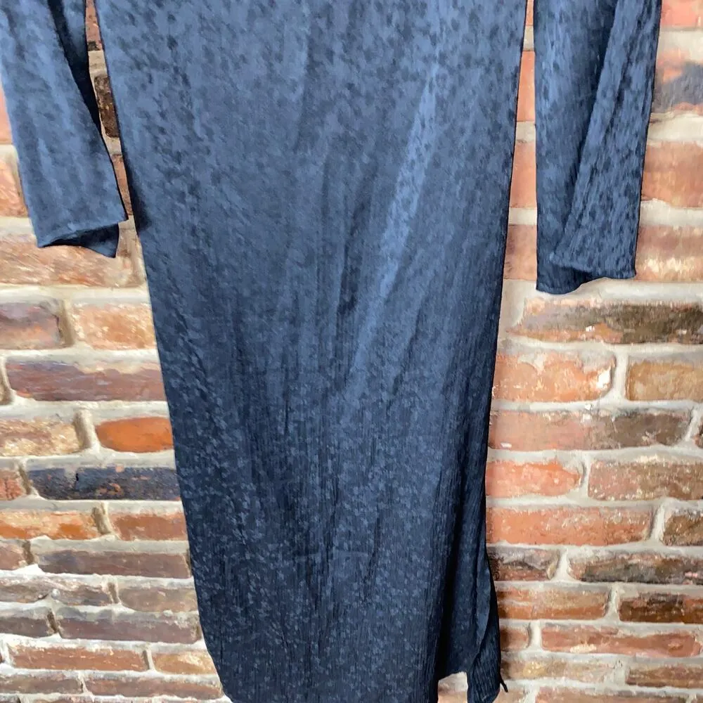 New Topshop Black Premium Jacquard Side-Slit Long Sleeve Midi Dress Women's 8 - Image 4