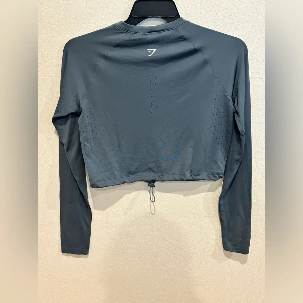 Gymshark Sweat Seamless Long Sleeve Crop Top- Gray - Image 7