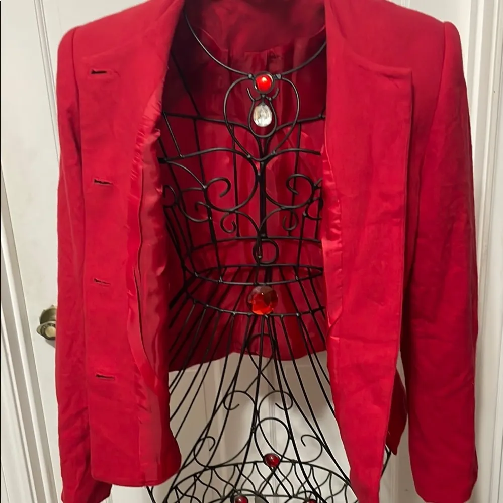 💋💋💋3 for 12$💋💋💋Red Tailored Blazer with Collarless Design Red Size 10 - Image 8