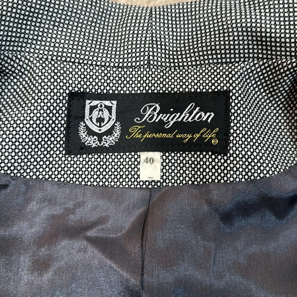 Vintage Brighton One Button Houndstooth Lined Black White Blazer Women Medium 40 - Image 8