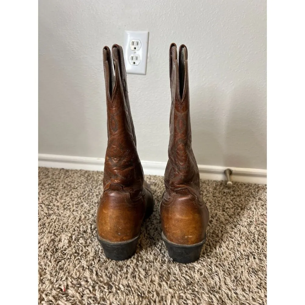 Ariat Heritage Almond Toe Brown Leather Embroidered Cowgirl Boots Womens Sz 7B - Image 6