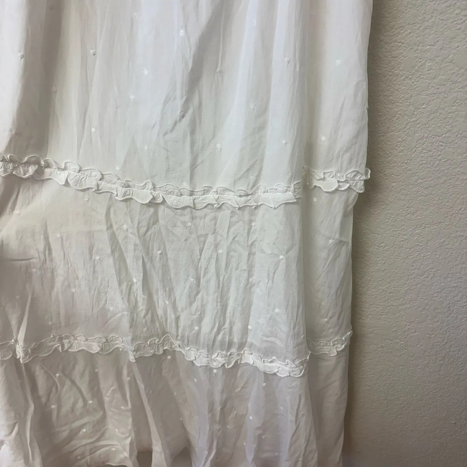 Me + Em Scalloped Maxi Embroidered Dress White Size 2 - Image 5