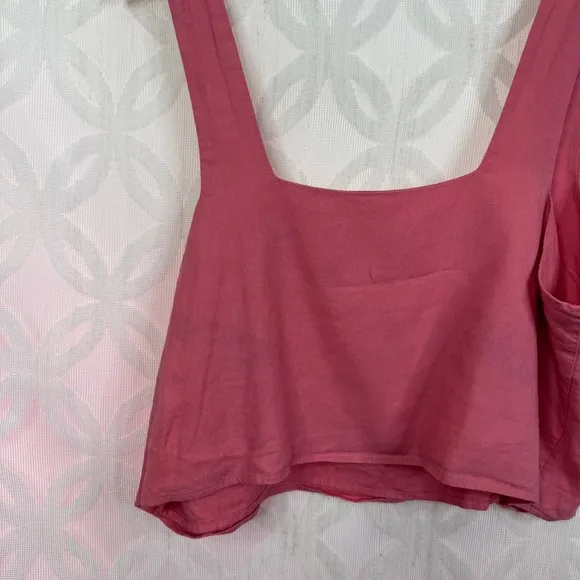 Show Me Your Mumu Pink Linen‎ Crop Top Size XL - Image 5