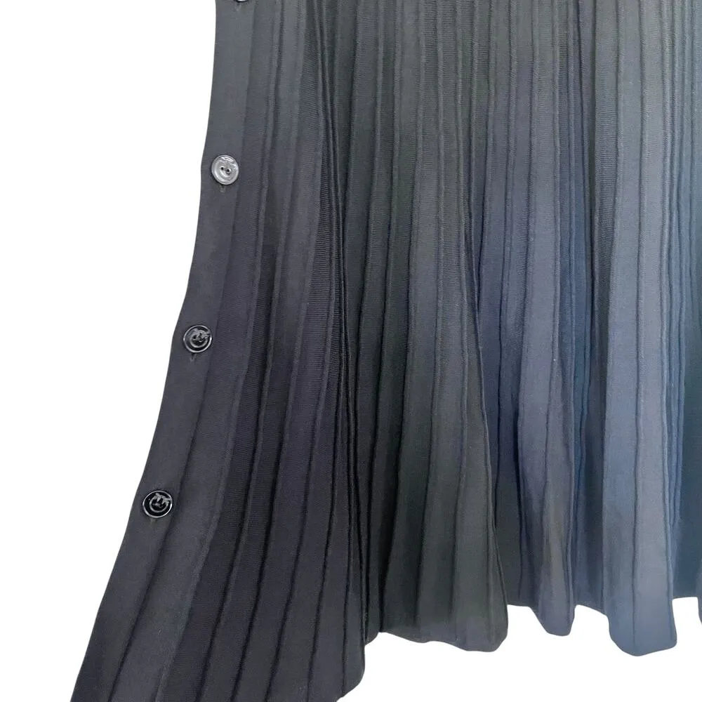 Pinko Black Pleated Knit Side Button Maxi Skirt Size Medium - Image 7