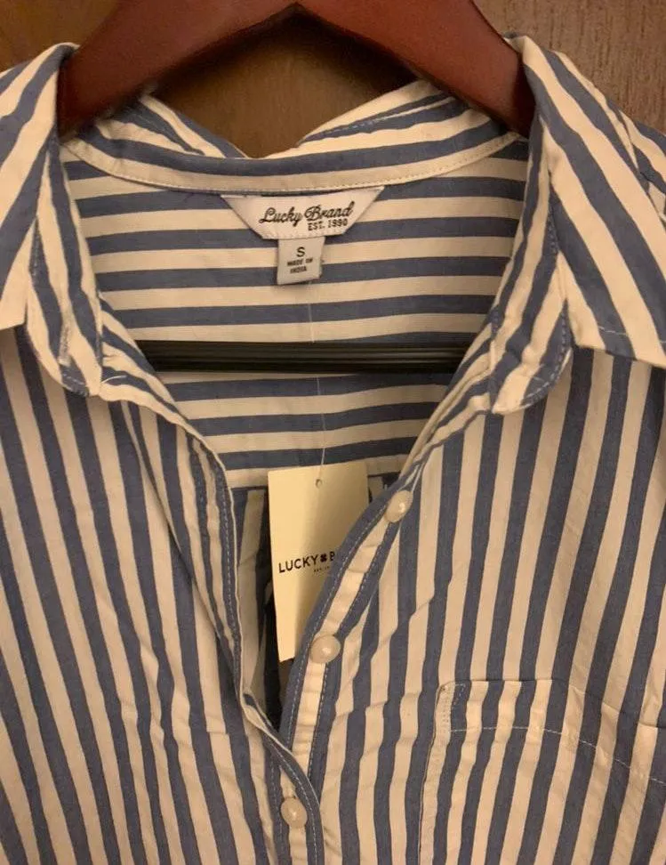 Lucky Brand Blue & White Stripe Popover - Image 4