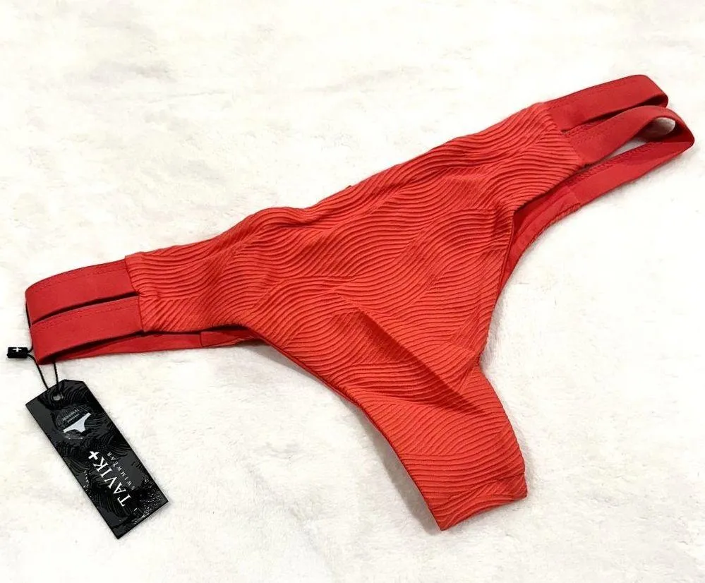 NWT Tavik Chloe Mini Cutout Swim Bottom Textured Amalfi in Hibiscus - Image 6