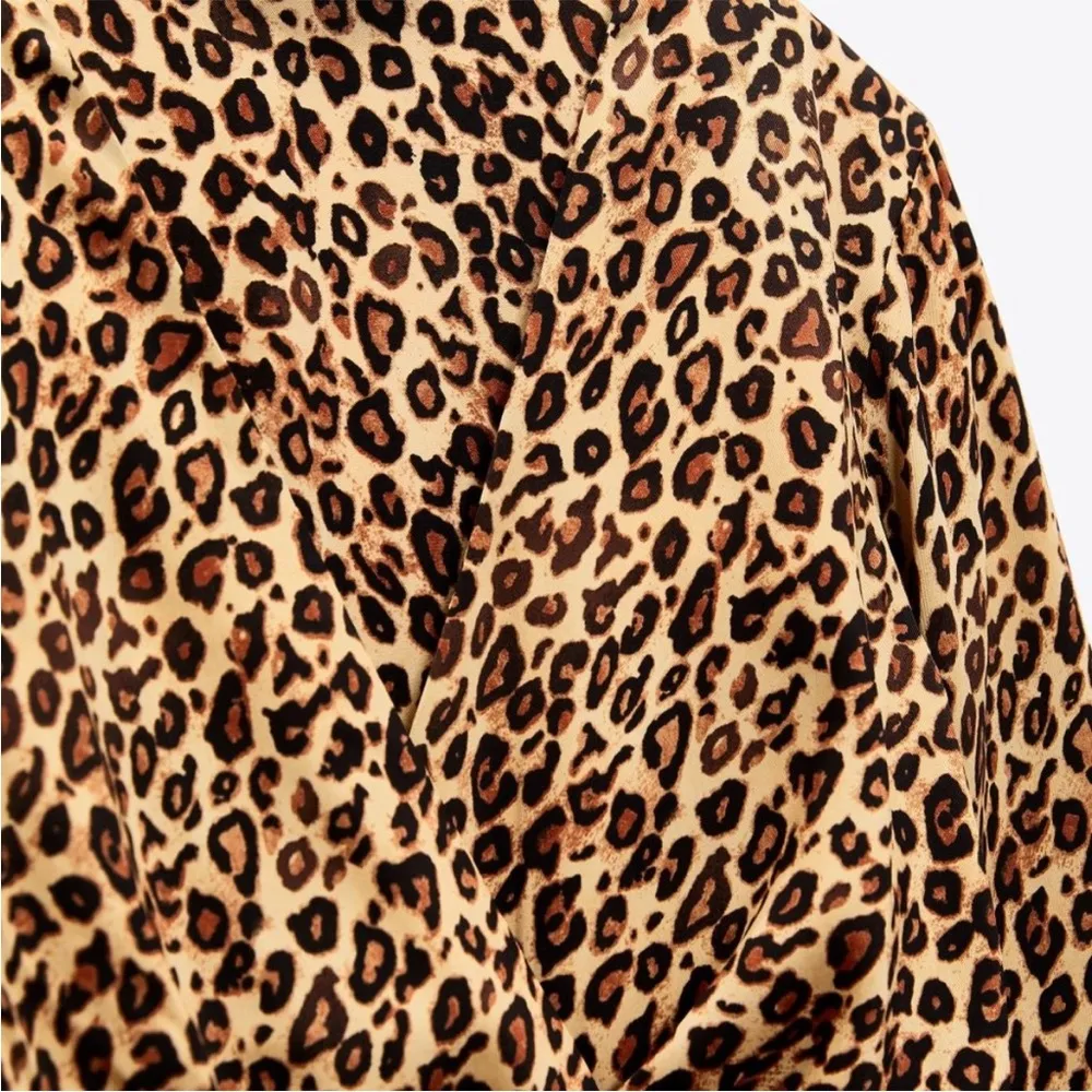 ZARA Satin Effect‎ Print Mini Dress Leopard S - Image 6