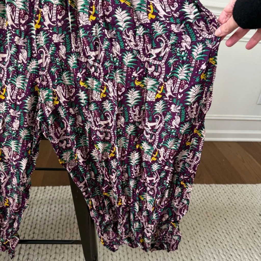 We Be Bop Purple Monkey Print Overalls Romper OSFM Size M - Image 5