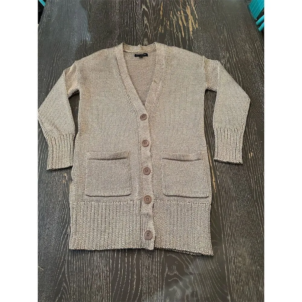 Banana Republic Women's Petite Oversized Cardigan Sweater Gray Size S - Image 5