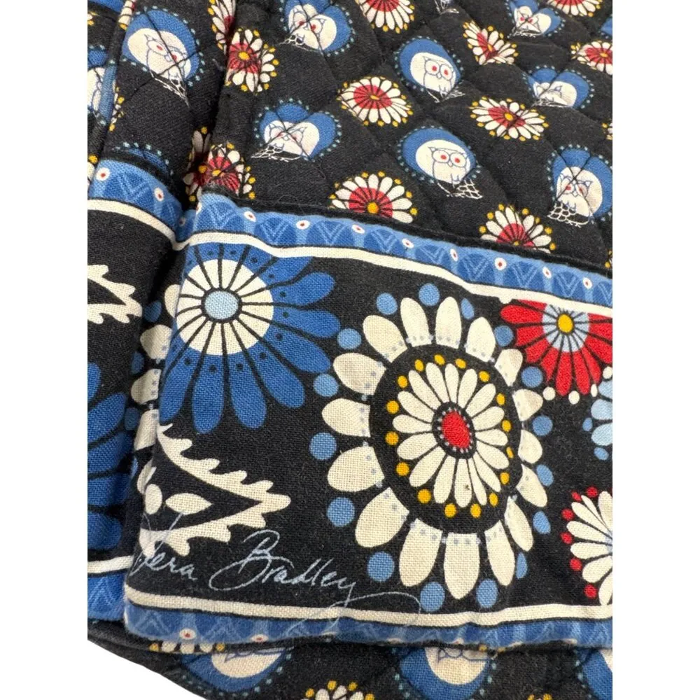 Vera Bradley blue Owl & Floral Print Quilted Backpack 16" x 14" SKU 7335 - Image 2