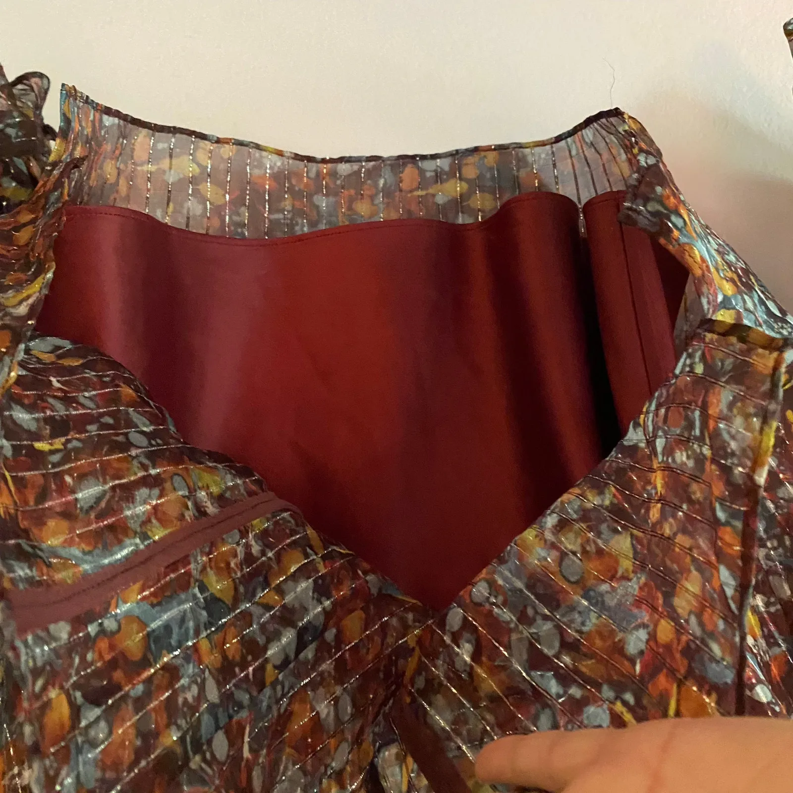 Lafayette 148 New York Silk Puff Sleeve Long Sleeve Blouse Boho Women size Small - Image 6