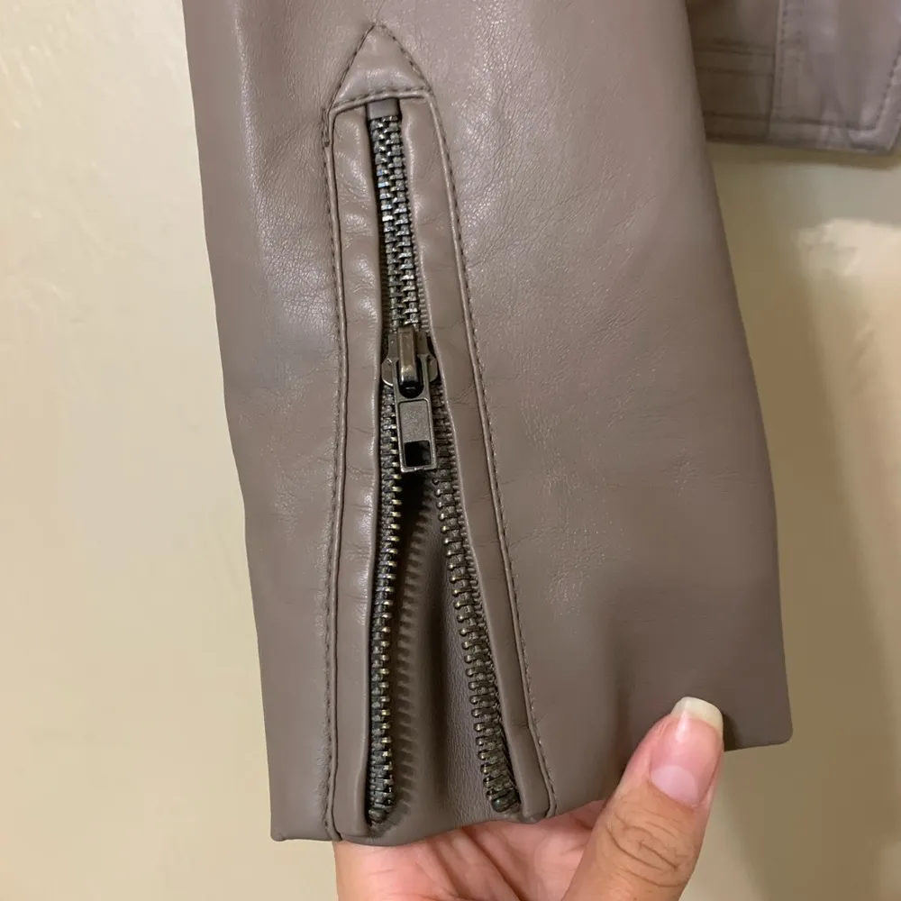 Forever21 Taupe Leather Moto Jacket - Image 2