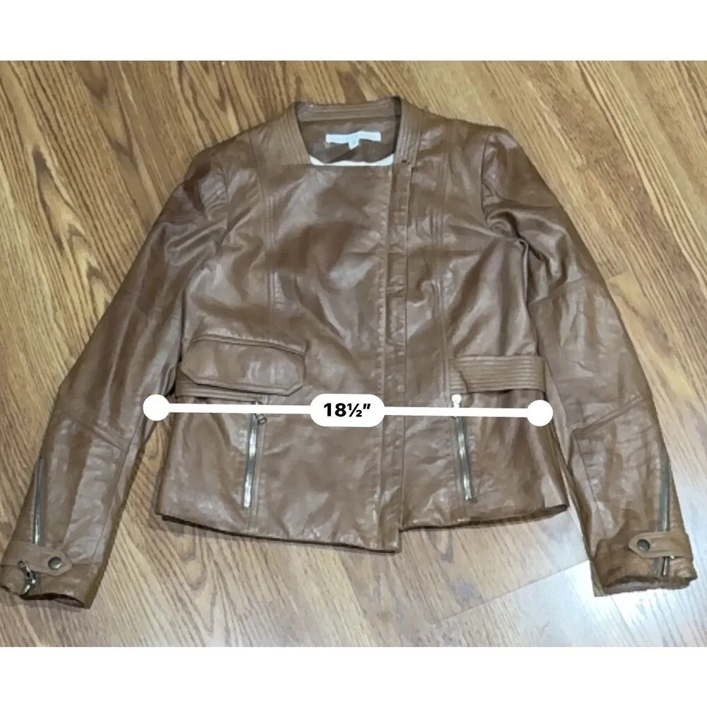 Veronica beard brown moto leather jacket size 1 / XS - Image 6