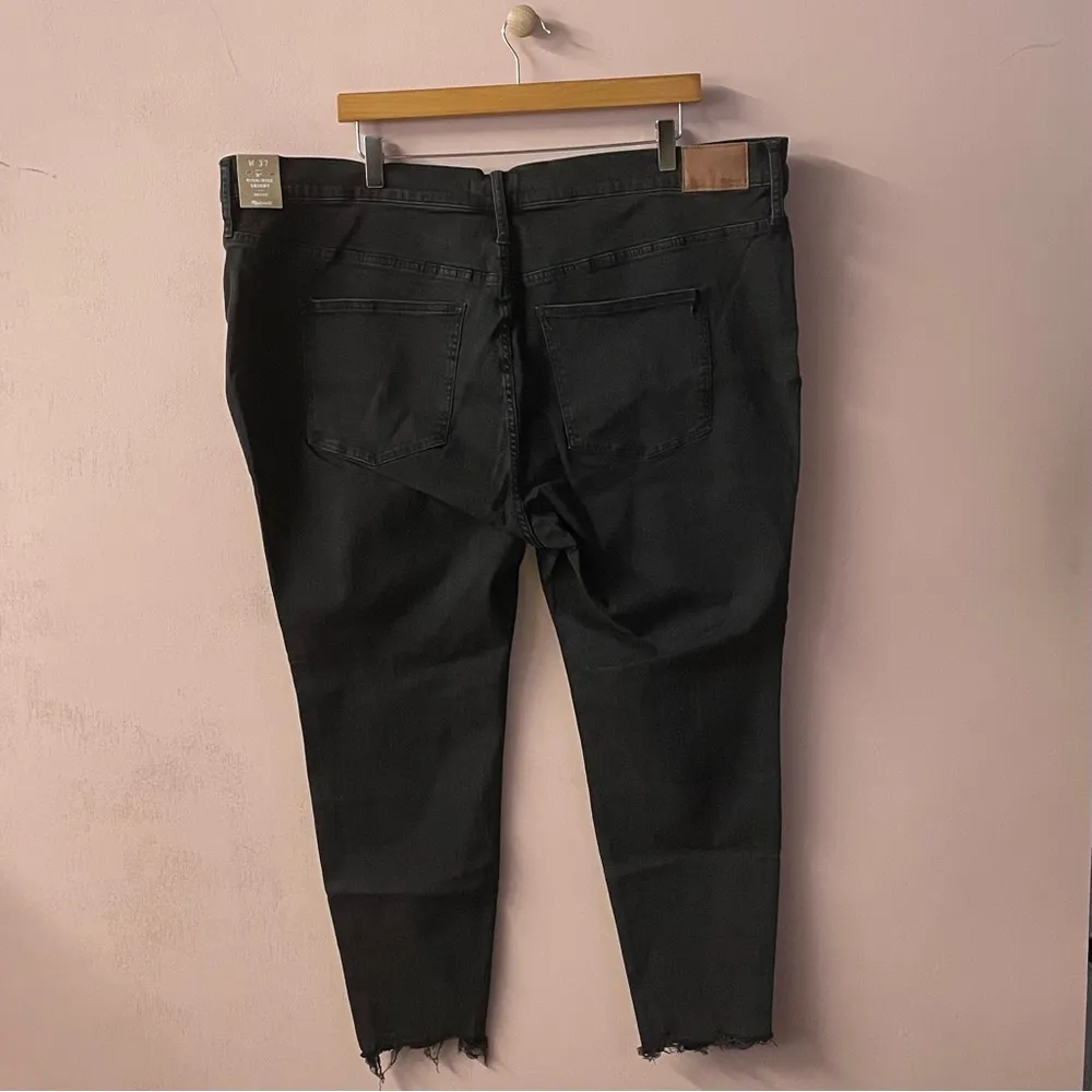 Madewell Black Wash Raw Hem Button-Fly 9” High-Rise Skinny Jeans Size 37P NWT - Image 10