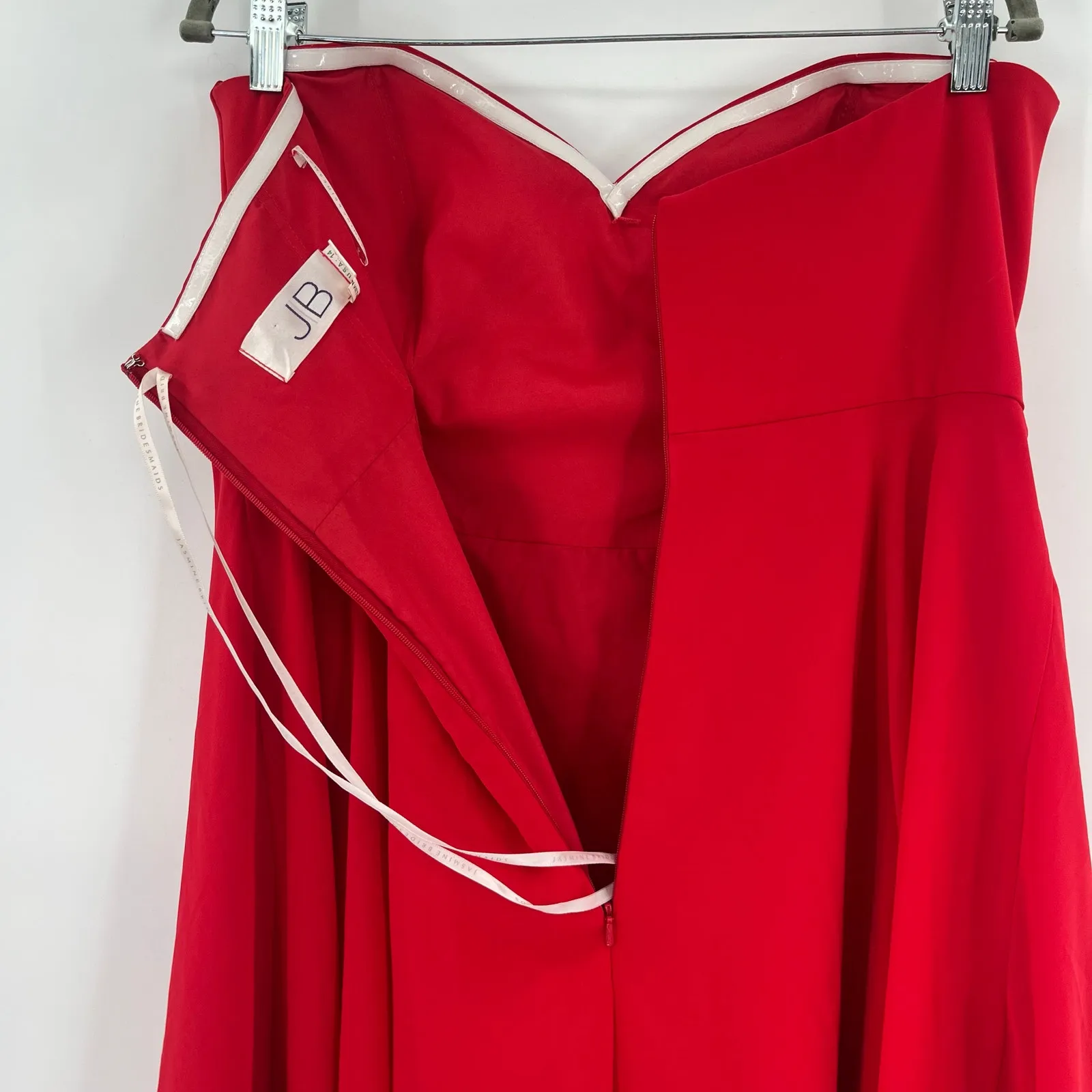 Jasmine Bridesmaid Strapless Dress Sz 14 Cherry Red Valentine's Chiffon Wedding - Image 9