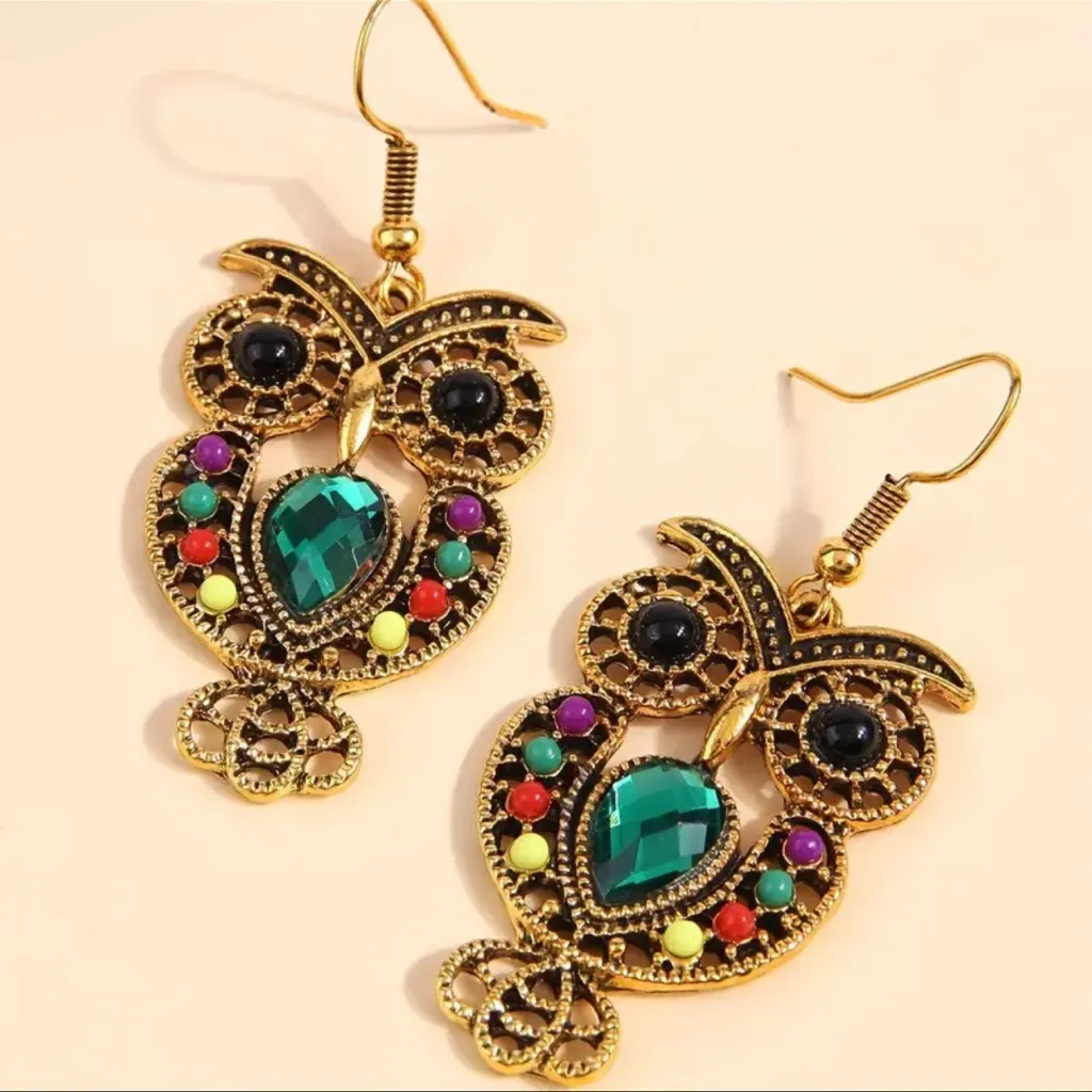 Owl Shaped Bohemian Dangle Earrings NWT - Image 3