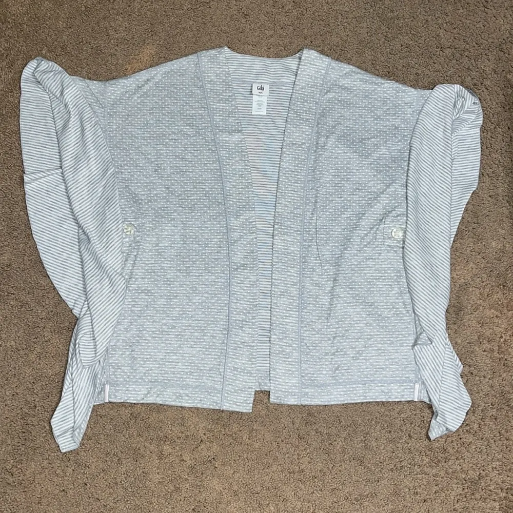 CAbi‎ ATC Reversible Cape Topper Poncho 5846 Polkadot Stripes Gray White XS/S - Image 5