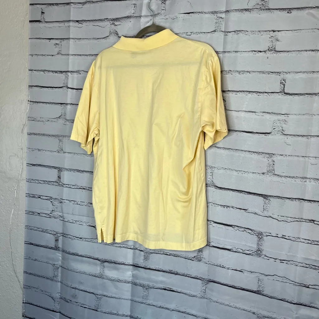 Saks Fifth Avenue Cream Cotton Polo Shirt 1/4 Button Relaxed Fit Womens L Preppy - Image 9