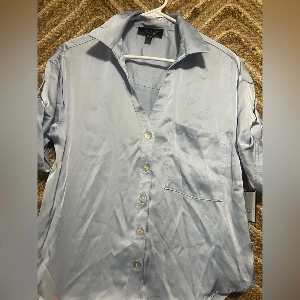 Laundry by Shelli Segal Women's Blue Faux Silk Sleepwear Top,Pajama,Size S,NWT - Image 2