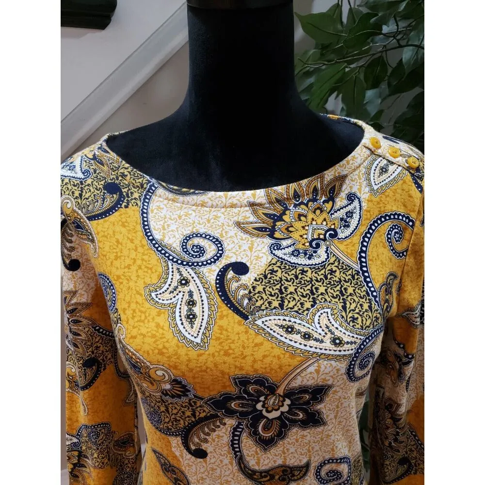 Charter Club Women's Multicolor Pima Cotton Round Neck Long Sleeve Top Blouse S - Image 5