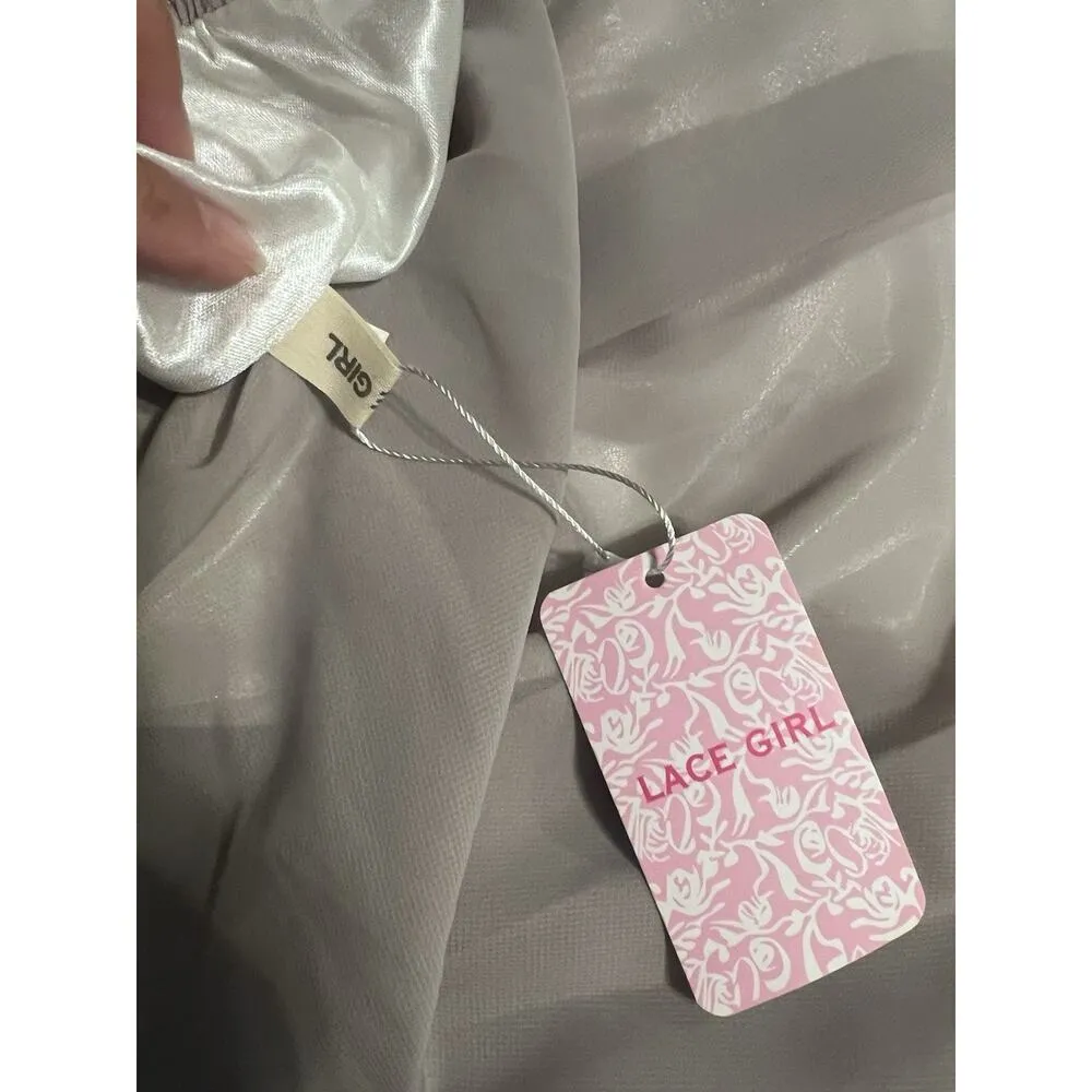 Skirt Maxi Long Light Gray Lined Elastic Waist Sz Medium Lace Girl New Formal - Image 5