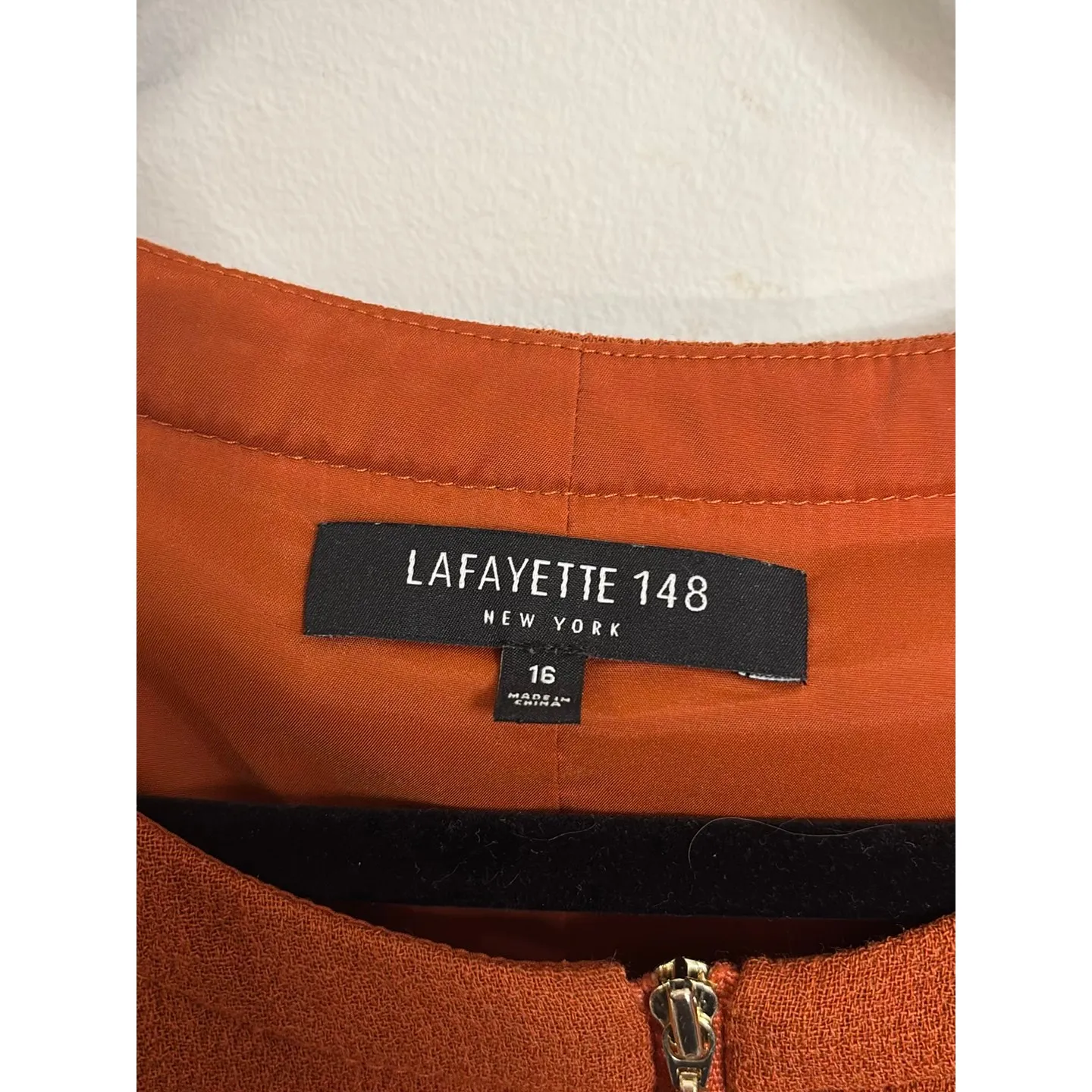 Lafayette 148 Dress Womens 16 Burnt Orange Wool Sleeveless Full Zip Knee Length - Image 3